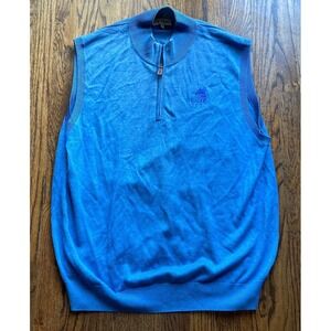 Peter Millar Sweater Vest Mens Size XL Silk Cashmere Cotton 1/4 Zip Light Blue